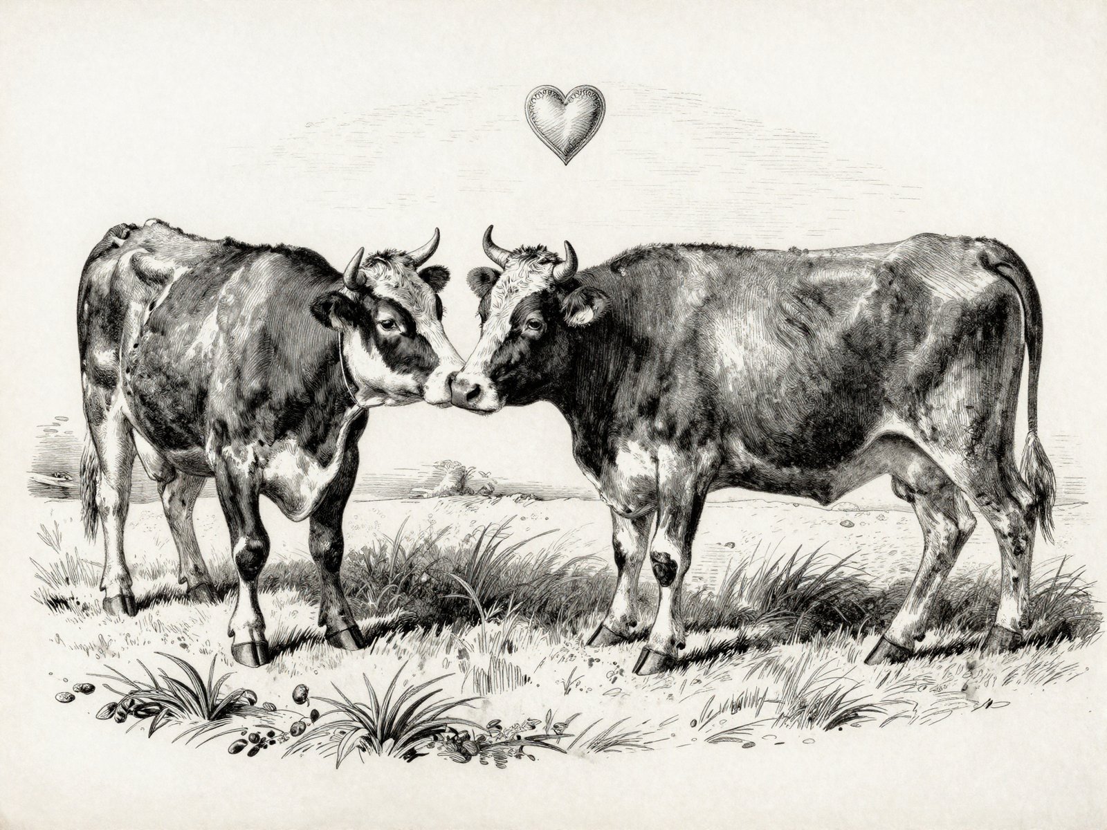 Deux vaches qui se rapprochent. Elles se lient d'amitie et stressent quand on les separe de leur copine.
