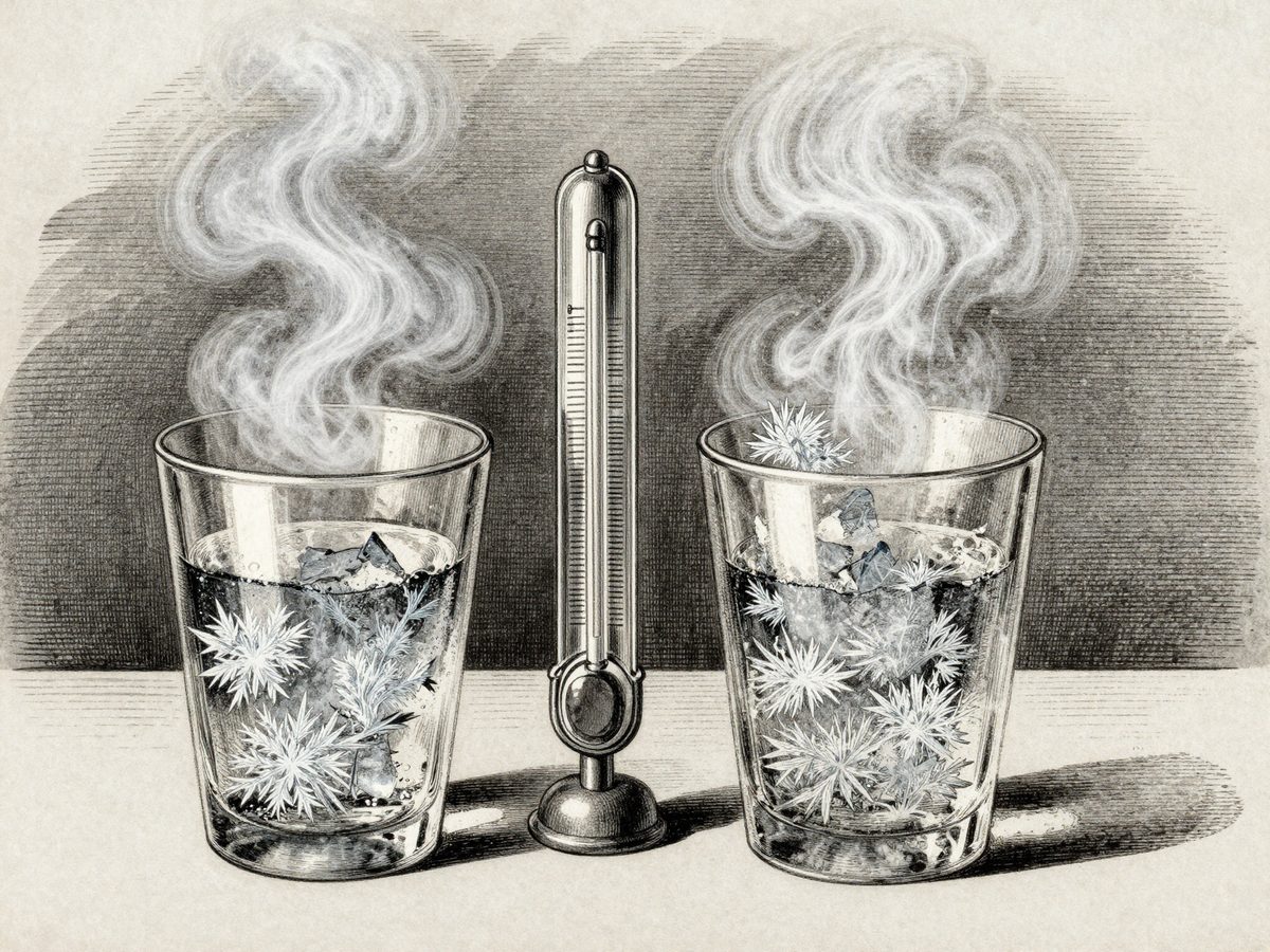 De l'eau chaude qui gèle avant la froide. L'effet Mpemba, reproductible et pourtant toujours mal expliqué.