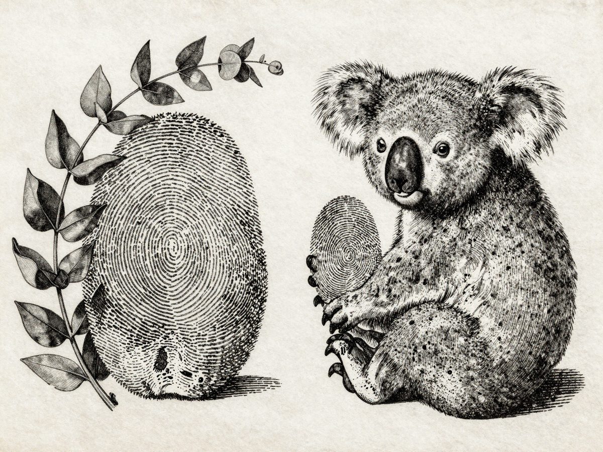 Une empreinte de koala, troublante. Si proche de la nôtre qu'elle pourrait brouiller une scène de crime.